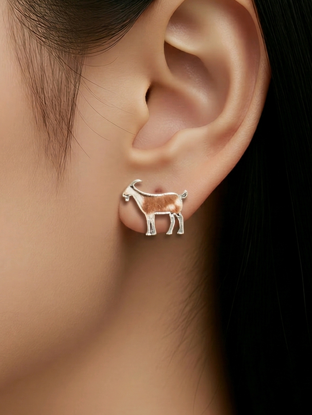 Goat Stud Earrings Faux Cowhide Western 4H FFA Livestock Show Farm AG Jewelry